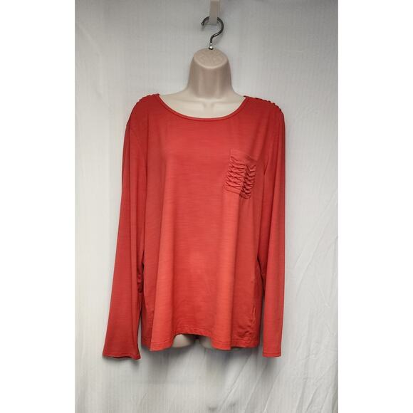 Chrissie by Tail Orange Long Sleeve Pleated Accent Tunic Blouse Size XL - Picture 2 of 7